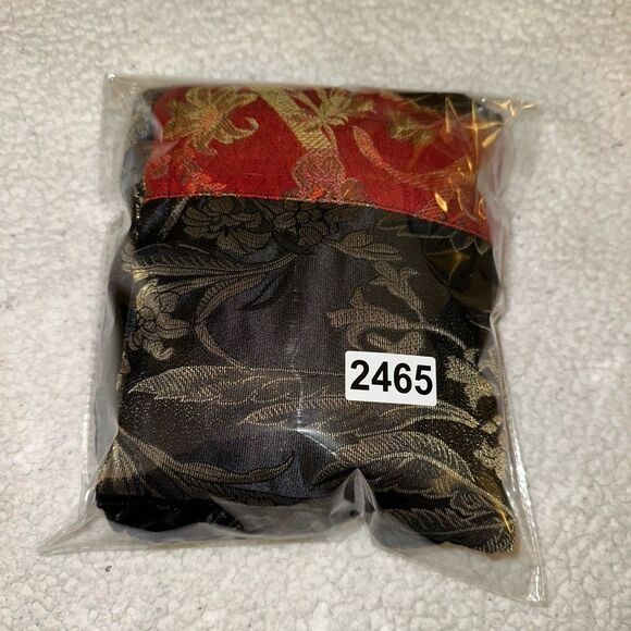 Chicos Medium (1) Silk Blend Black Red Gold Mandarin Style Patchwork Jacket EUC - Picture 13 of 13